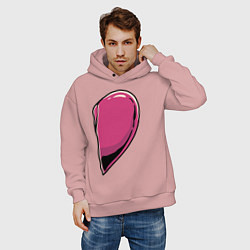 Толстовка оверсайз мужская Половинка сердца, цвет: пыльно-розовый — фото 2