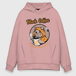 Толстовка оверсайз мужская Black Coffee Cat, цвет: пыльно-розовый