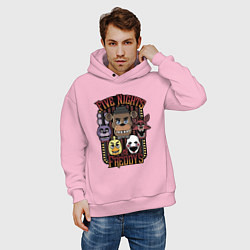 Толстовка оверсайз мужская FIVE NIGHTS AT FREDDYS, цвет: светло-розовый — фото 2