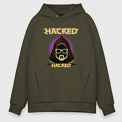 Толстовка оверсайз мужская Hacked, цвет: хаки