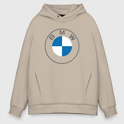 Толстовка оверсайз мужская BMW LOGO 2020, цвет: миндальный