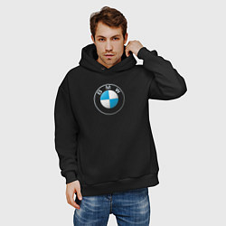 Толстовка оверсайз мужская BMW LOGO 2020, цвет: черный — фото 2