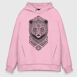 Толстовка оверсайз мужская Медведь, цвет: светло-розовый