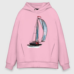 Толстовка оверсайз мужская Парусник, цвет: светло-розовый