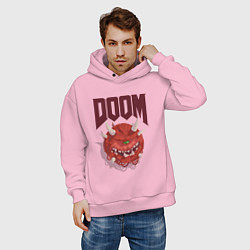 Толстовка оверсайз мужская DOOM, цвет: светло-розовый — фото 2
