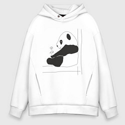 Толстовка оверсайз мужская Little Panda, цвет: белый