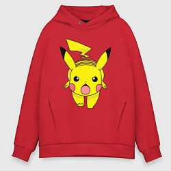 Толстовка оверсайз мужская ПикачуПикачу, цвет: красный
