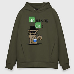 Толстовка оверсайз мужская Breaking Cat, цвет: хаки