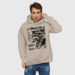 Толстовка оверсайз мужская Ева Евангелион, цвет: миндальный — фото 2