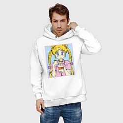 Толстовка оверсайз мужская Sailor Moon Usagi Tsukino, цвет: белый — фото 2