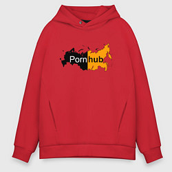 Толстовка оверсайз мужская Logo PornHub, цвет: красный