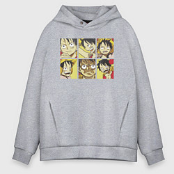 Толстовка оверсайз мужская Monkey D Luffy, цвет: меланж