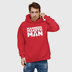 Толстовка оверсайз мужская Manners maketh man, цвет: красный — фото 2
