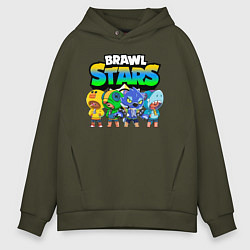 Толстовка оверсайз мужская BRAWL STARS LEON, цвет: хаки