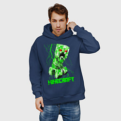 Толстовка оверсайз мужская MINECRAFT CREEPER, цвет: тёмно-синий — фото 2