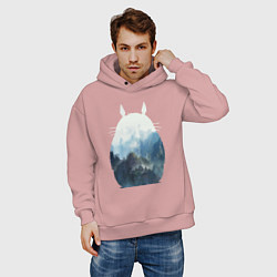 Толстовка оверсайз мужская Тоторо, цвет: пыльно-розовый — фото 2