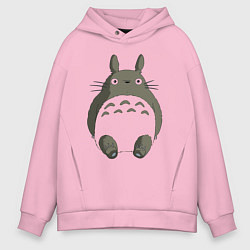 Толстовка оверсайз мужская Тоторо с прозрачным пузиком, цвет: светло-розовый