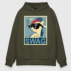 Толстовка оверсайз мужская Rainbow Dash swag, цвет: хаки