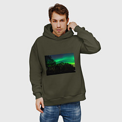 Толстовка оверсайз мужская Северное сияние, цвет: хаки — фото 2