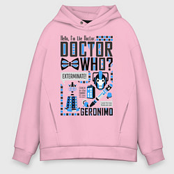 Толстовка оверсайз мужская Hello, i'm the Doctor, цвет: светло-розовый
