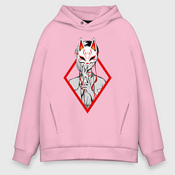 Толстовка оверсайз мужская Женщина в маске, цвет: светло-розовый