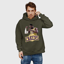Толстовка оверсайз мужская LeBron - Lakers, цвет: хаки — фото 2