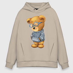 Толстовка оверсайз мужская Стеснительный мишка, цвет: миндальный
