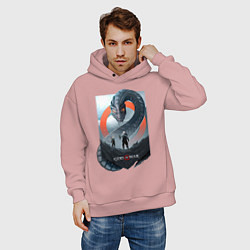 Толстовка оверсайз мужская Кратос и Атрей, цвет: пыльно-розовый — фото 2
