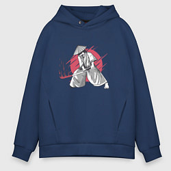 Толстовка оверсайз мужская Катана Самурая, цвет: тёмно-синий