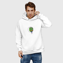 Толстовка оверсайз мужская Pepe in the hoodie, цвет: белый — фото 2