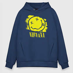 Толстовка оверсайз мужская Nirvana Smile, цвет: тёмно-синий