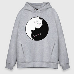 Толстовка оверсайз мужская Yin and Yang cats, цвет: меланж