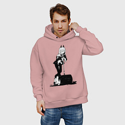 Толстовка оверсайз мужская Человек бензопила Пауэр, цвет: пыльно-розовый — фото 2