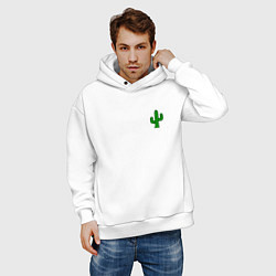 Толстовка оверсайз мужская Кактус, цвет: белый — фото 2