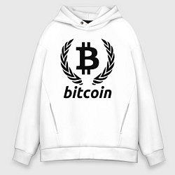 Толстовка оверсайз мужская БИТКОИН ЛОГОТИП, цвет: белый