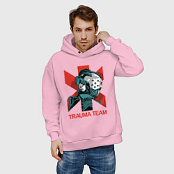 Толстовка оверсайз мужская TRAUMA TEAM Cyberpunk 2077, цвет: светло-розовый — фото 2