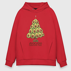 Толстовка оверсайз мужская Avocado Christmas Tree, цвет: красный