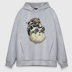 Толстовка оверсайз мужская Steampunk кот, цвет: меланж