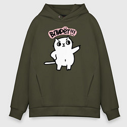 Толстовка оверсайз мужская Кот впирёт, цвет: хаки