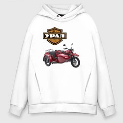 Толстовка оверсайз мужская Motorcycle Ural, цвет: белый