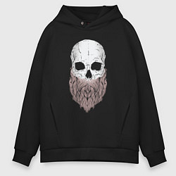 Толстовка оверсайз мужская Череп с бородой Bearded Skull, цвет: черный
