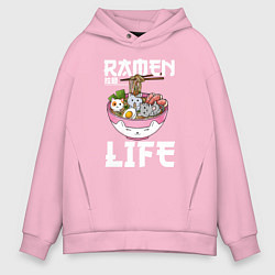 Толстовка оверсайз мужская Ramen life, цвет: светло-розовый