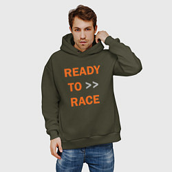 Толстовка оверсайз мужская KTM READY TO RACE спина Z, цвет: хаки — фото 2