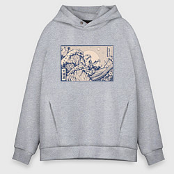 Толстовка оверсайз мужская Японская лягушка Укиё-э, цвет: меланж