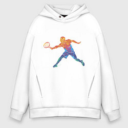 Толстовка оверсайз мужская Tennis player - man, цвет: белый