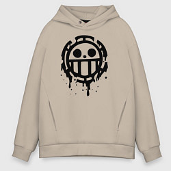 Толстовка оверсайз мужская One Piece знак черной краской, цвет: миндальный