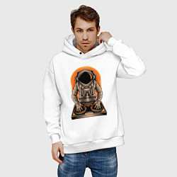 Толстовка оверсайз мужская Космонавт диджей - cosmo DJ, цвет: белый — фото 2