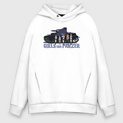 Толстовка оверсайз мужская Girls und Panzer Oarai, цвет: белый