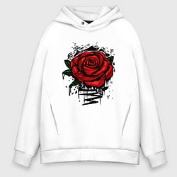 Толстовка оверсайз мужская Красная Роза Red Rose, цвет: белый