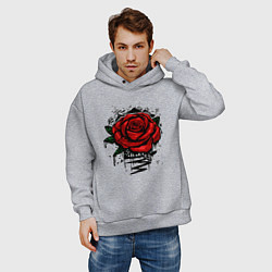 Толстовка оверсайз мужская Красная Роза Red Rose, цвет: меланж — фото 2